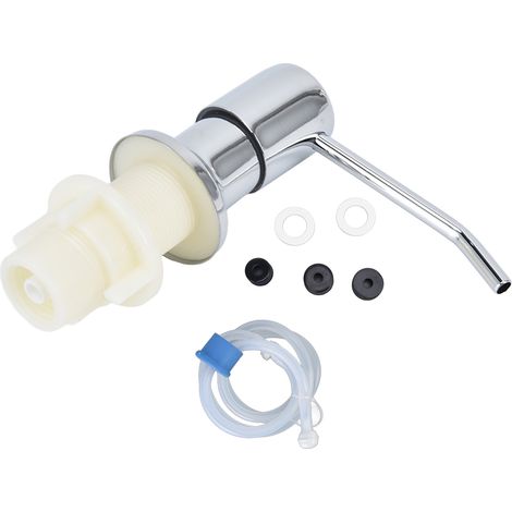 Kit distributeur de savon pour évier avec tube en silicone et pompe à liquide en acier inoxydable électroplaqué pour cuisine (1/5)
