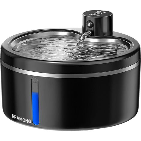 Fontana per animali domestici, funzionamento automatico, batteria ricaricabile, nera - 2,5 litri, kit standard (1/2)
