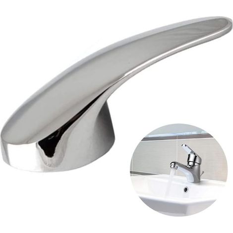 Universeller Ersatz-Armaturenhebelgriff mit Knauf und Befestigungsschrauben, für Küche oder Badezimmer (Silber) (1/5)