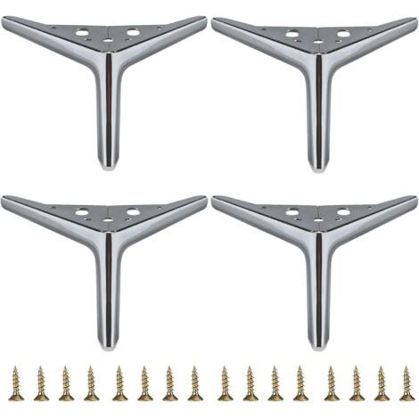 Pieds de meubles en métal, pieds de meubles DIY, pieds de canapé et pieds de chaise, ensemble argent brillant de 4 12 cm. (1/5)