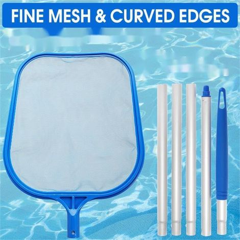 Lot de 5 épuisettes pour eau peu profonde – Manche aluminium 5 sections – Écumoire de surface pour piscine enfant