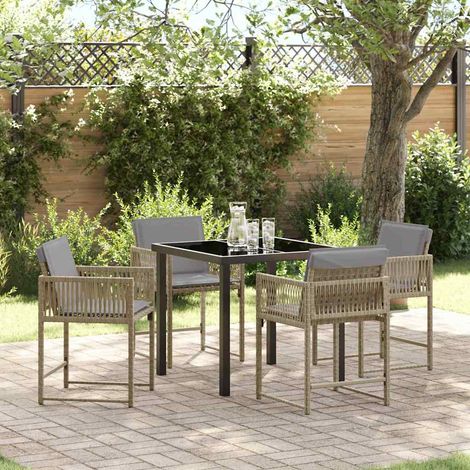 Ensemble de salle à manger pour jardin 5 pcs-Salon de jardin Beige polyrotin 236118 (1/5)