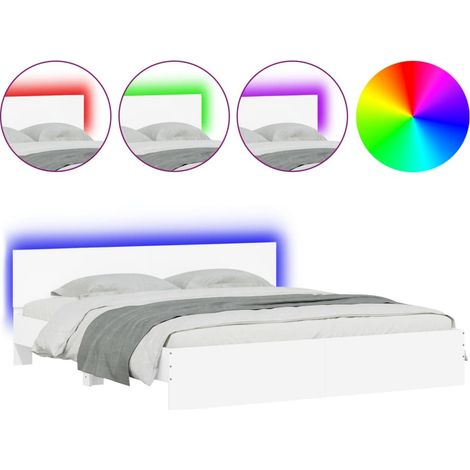 Cadre de lit avec tête de lit et LED blanc 200x200 (1/5)