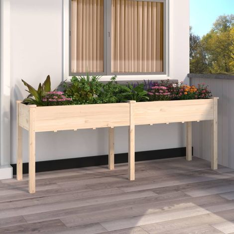 Jardinera con forro interior madera maciza abeto 203x53x76 cm (1/5)