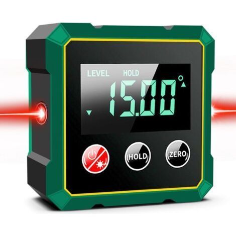 Digital Magnetic Inclinometer with Electronic Laser, USB Rechargeable Digital Level, Strong Magnetic Base and Backlit LCD Display, Inclinometer Protractor for Woodworking (A) (1/5)