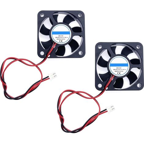 2 ventole di raffreddamento mini silenziose a 2 pin da 50x50x10 mm con fili, 5010 piccola ventola di raffreddamento silenziosa da 50 mm, ventola DC brushless da 5 cm e 5 V, ventola per stampante 3D co (1/5)