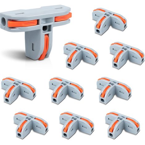 10 Pcs Connecting Ternimal, Pince de connexion à 3 ports en forme de T, Connecteurs de câbles avec pince de conducteur de 0,2-4 mm² pour des projets de bricolage (1/5)