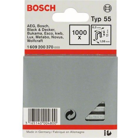 Bosch Accessories 1609200370 Schmalrückenklammern Typ 55 1000 St. Abmessungen (L x B) 12 mm x 6 mm (1/3)