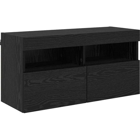 vidaXL Meuble TV mural Chêne noir 80 x 30 x 40 cm Bois d'ingénierie