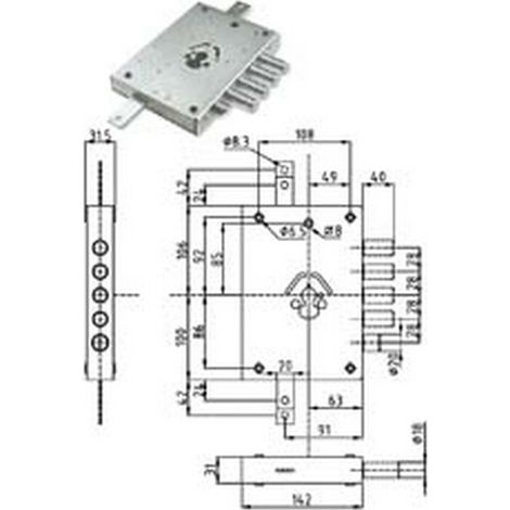 1PZ SERRATURA TRIPL. APPLICARE CILINDRO EUROPEO CON SCROCCO BLINDATE HEAVY MM.6