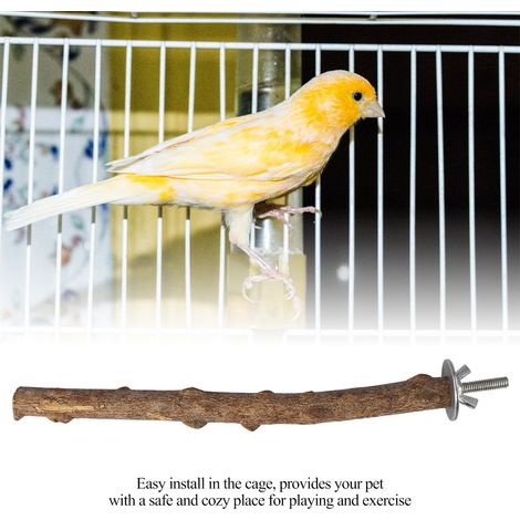 Support en bois naturel pour perroquet, perchoir à mâcher pour les pattes, jouet à suspendre pour cage (1,52,525cm) (1/5)