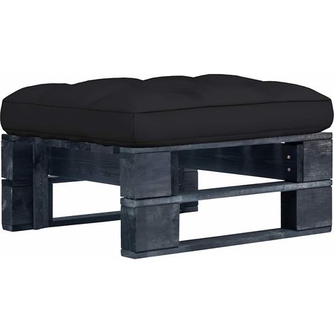 vidaXL Pouf palette de jardin noir bois de pin imprégné (1/5)
