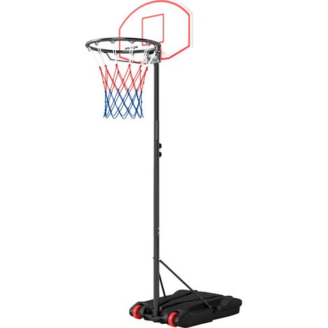 Panier de basket avec cible de fléchettes, hauteur ajustable, base remplissable et roues 74x55x210-247 cm Noir
