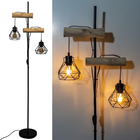 Lampadaires Bois Salon Métal Lampadaire : Lampadaire avec Abat-Jours en Forme de Diamant Lampe de Salon Décorative Moderne avec Double Interrupteur,hauteur 169 cm (1/5)
