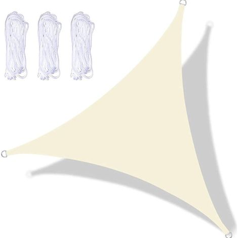 Voile D'Ombrage Triangulaire éTanche  3x3x3 m, Toile D'Ombrage Protection Solaire, Toile Ombrage RéSistant à l'eau Kit Accessoires de Fixation, pour Jardin Piscine Terrasse