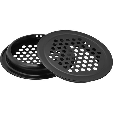 53mm (2-1/8") Circular Soffite Grille, 10pcs Stainless Steel Circular Air Vent Grills with Round Mesh Hole for Kitchen Bathroom Cabinet, Black (1/5)