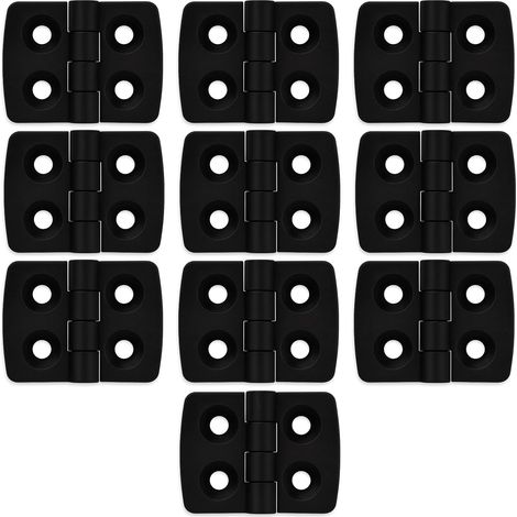10 mini cerniere in plastica nera da 30x40 mm, robuste cerniere combinate in poliammide, non rimovibili, ideali per giardino, porte, barche, lavorazione del legno, cassette degli attrezzi, progetti fa