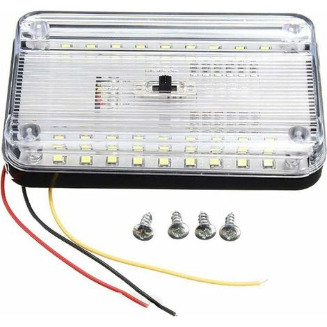 12V Lumières Toit IntéRieures Voiture, 36 LEDs RV éclairage Lampe avec Bouton, Rectangulaire Plafonnier pour Voiture Caravane Bateau Dôme Camping-car (1/4)