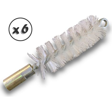 Lot de 6 Brosses à tube PRO NYLON Ø 40 mm Raccord M12175 femelle Ame en acier torsadé Nettoyage brossage tube et canalisation Kibros 41SCN40x6