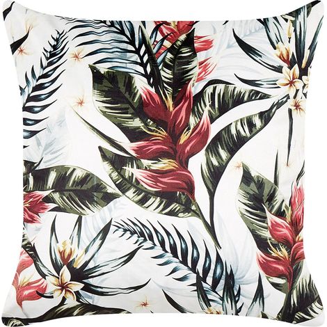 Dekokissen EDELWEISS Samtstoff 45 x 45 cm Bunt Pflanzenmuster