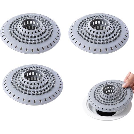 3 Pièces Attrape Cheveux Douche en Silicone, Filtre Evier Cuisine, Filtre Cheveux Baignoire, Filtre Douche Anti-Bouchage, Couvercle de Vidange de Douche, pour Baignoire, Lavabo, Cuisine (1/5)