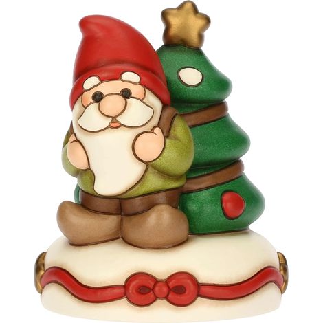 THUN, Carillon Gnomo Oliver e Albero di Natale in Ceramica di Alta Qualità, Versione Media, Collezione Natale, Statuine da Collezione, Idea Regalo per Natale, 11,7 x 12,1 x 14,6 cm (1/5)
