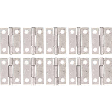 Lot de 10 charnières de 2,5 cm (1 po) en acier inoxydable 304, charnières à paumelle pliables à 4 trous pour portes de coffres marins et d'armoires (1/5)