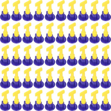 Kit de 50 pièces pour la mise à niveau de carrelage, comprenant des cales et des outils d'espacement, avec clé, pour la maison (bleu et jaune).