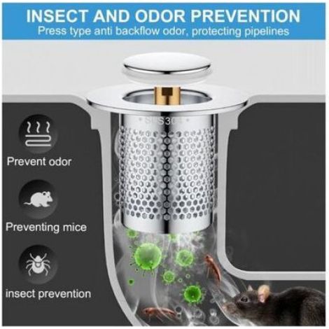 【Matériau en acier inoxydable】Le bouchon de lavabo de salle de bain est fabriqué en acier inoxydable et en laiton, qui est ro (1/5)