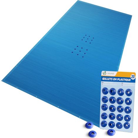 Bâche Piscine Rectangulaire en Polyéthylène 160g/m2 Bâche Imperméable Résistante Double Couche avec Oeillets en Aluminium Couverture Étanche 5x10m Bleu Foncé (1/5)