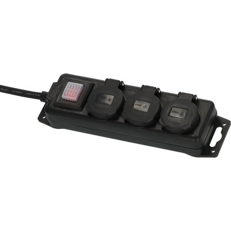 Brennenstuhl distribuidor de enchufes con interruptor IP44 3 vías negro 2 m H07RN-F 3G1,5 - 1159950013