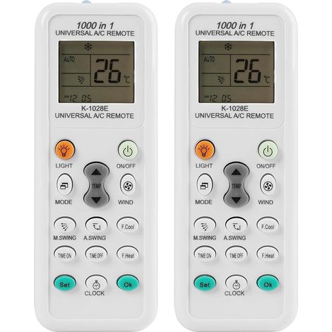 Télécommande Universelle K-1028E pour Climatiseur, Compatible avec LG, Samsung, Daikin, Mitsubishi et Plus de 1000 Marques, Écran LCD Rétroéclairé, Fonction Lumière, Minuterie, Refroidissement Rapide (1/5)