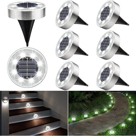 Lampe solaire d'extérieur, [8 pièces] Lampadaire solaire de jardin blanc, solaire d'extérieur (1/5)