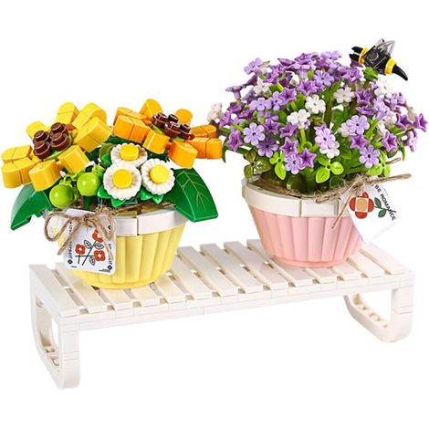 Set aus künstlichen Blumen aus Bausteinen, Sonnenblumen und Gänseblümchen, ideal zur Innendekoration und als Geschenk für Männer oder Frauen (1/5)