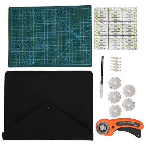 Lederschneidset mit Rotationsmesser, Gravierwerkzeug, Schnitzmesser, Patchwork-Lineal, komplettes Set (1/5)