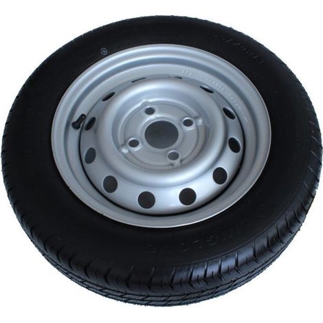 Imline – Roue complète 155/70R13 4 trous 100 mm déport 30 mm – Pneu renforcé pour remorque – Couleur jante gris – Largeur 155 mm