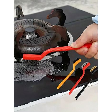9 pièces - Brosses de nettoyage pour cuisinière à gaz, brosses métalliques, brosses anti-rouille et anti-huile, brosses électriques, fournitures de nettoyage multifonction, couleurs aléatoires (1/5)