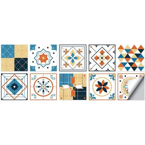 Juego de 10 pegatinas autoadhesivas para azulejos 15 x 15 cm, pegatinas azulejos PVC impermeables, papel tapiz decorativo pared resistente aceite (1/5)
