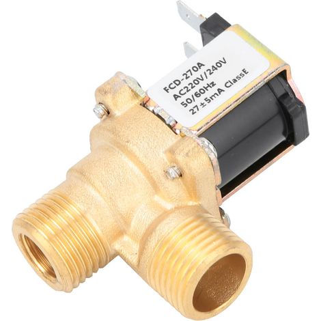 Électrovanne solénoïde en laiton G1/2" normalement fermée, interrupteur d'entrée d'eau (AC220V) (1/5)
