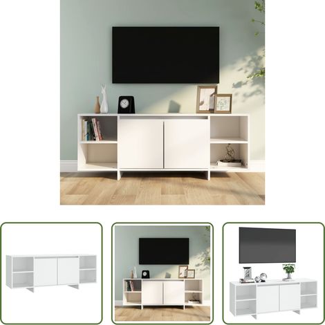 Buffet tv - Meuble TV blanc 130x35x50 cm bois d'ingénierie (1/5)