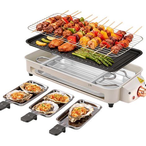 Barbecue électrique 2-en-1, 1700W, pour 5-8 personnes, barbecue coréen Réglage indépendant antiadhésif intérieur. (1/5)