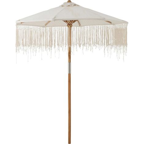 Parasol Déco en Macramé "Bali" 250cm Écru (1/5)