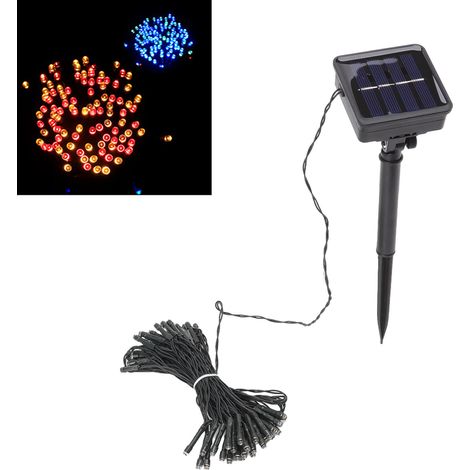Guirlande lumineuse solaire 50 LED, 8 modes d'éclairage, étanche IP65, 7 m (23 pieds), multicolore, idéale pour jardin et cour. (1/5)