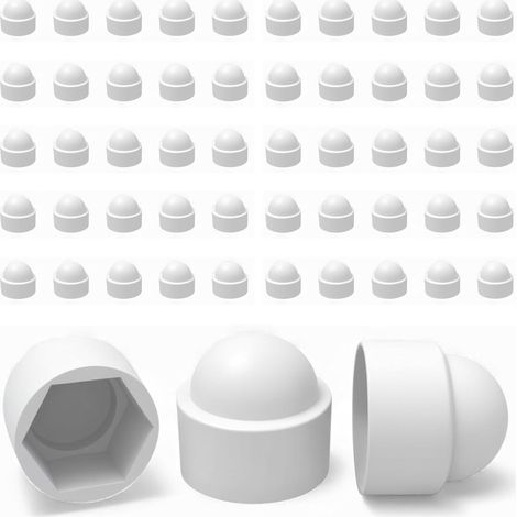 50 Caches Écrous M6 - Clé 10 mm – Protège Écrou Et Vis – Capuchons Plastique Blancs Résistants – Cache Vis Décoratif, Protection Anti-Rouille Et Finition Propre - Bricolage