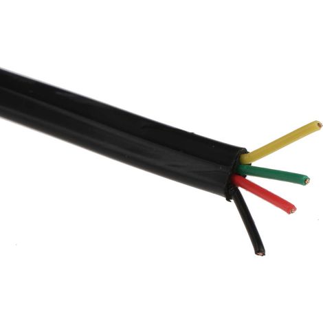 Câble téléphonique RS PRO 2 paires, AWG 26, Retardant à la flamme, Non blindé, 0,066 mm², Gaine PVC Noir, L 100m ( Prix pour Bobine de 100 Mètres )