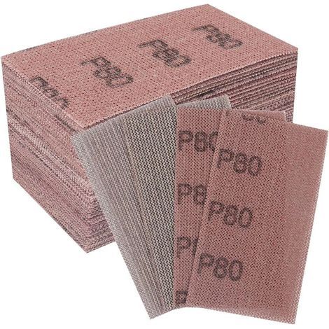 50 pièces Bande abrasive en filet 70x125mm - Feuilles abrasives auto-agrippantes - pour poncer sans poussière le bois, le mastic, la peinture, le plastique- Grain P80 (1/5)