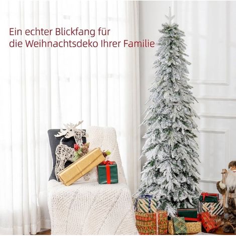 Árbol de Navidad artificial de 180 cm Ø80 cm, 600 ramas, nieve artificial, apertura automática, metal verde (1/5)