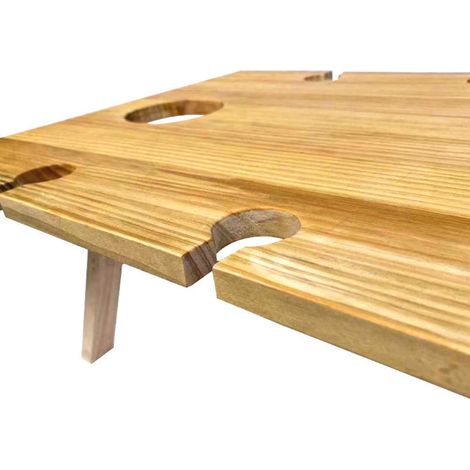 Table de pique-nique pliante en bois massif pour vin extérieur, plateau à fromage inclus, table stable pour apéritif, concerts et parcs. (1/5)