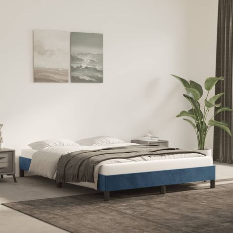 Cadre de lit sans matelas-Structure de lit bleu foncé 140x190 cm velours 713071 (1/5)