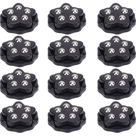12 roulettes auto-adhésives, grandes roulettes robustes, roulements à billes en acier ABS avec plaquettes de frein, adaptées aux meubles.